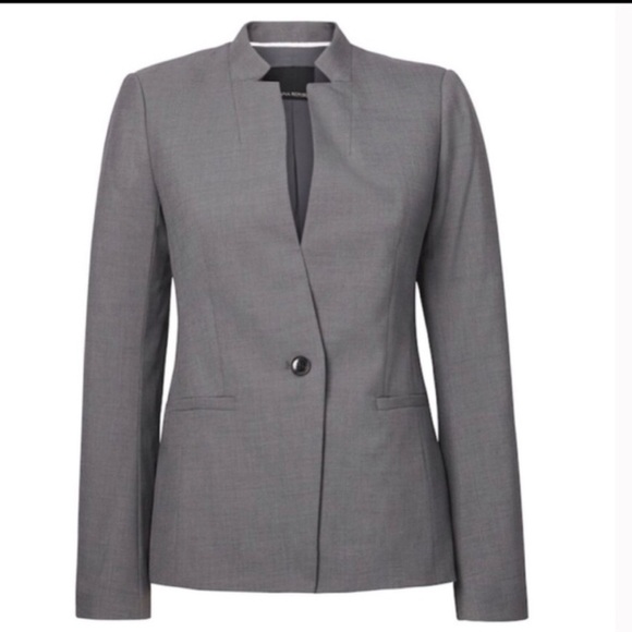 Banana Republic Long and Lean Gray Blazer Stand Collar - Picture 1 of 11